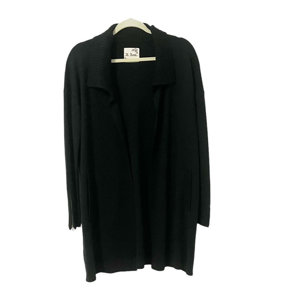 M. Rena Black Heavy Oversized Duster Open Front Cardigan Size S